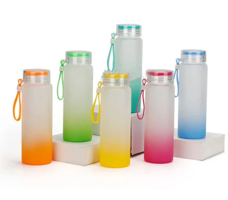 17 Oz Glass Frosted Water Bottle