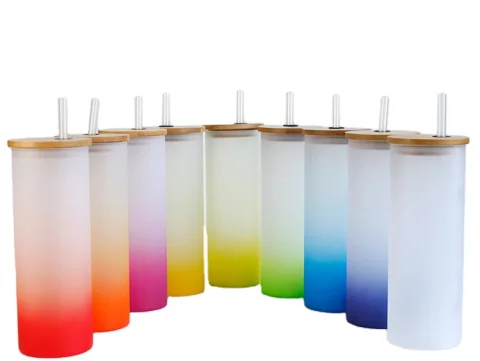 17 oz Frosted Glass with Bamboo Lid